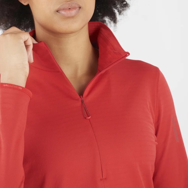 Red Salomon Essential Lightwarm Half Zip Women's Jackets | PH 60372G